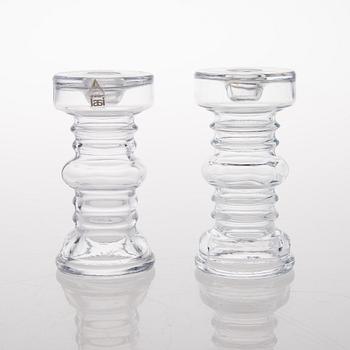 A vas and four candle holders/ vases in glass from Riihimäen Lasi, Finland 1970s.