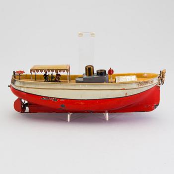 A tinplate Überlacker river boat, Germany, early 20th century.