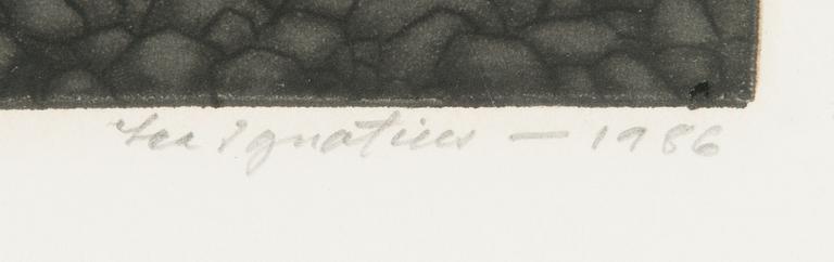 Lea Ignatius, etching, signed and dated 1986, numbered tpl'a 12/70.