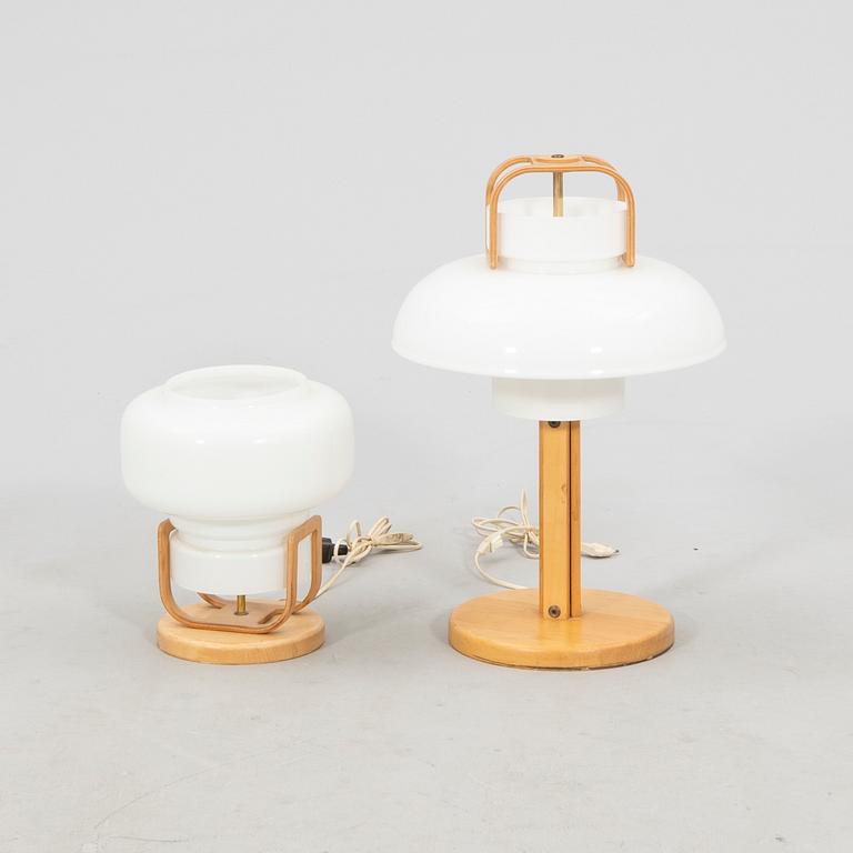 Jan Johansson, table lamps 2 pcs Orrefors 1970s.