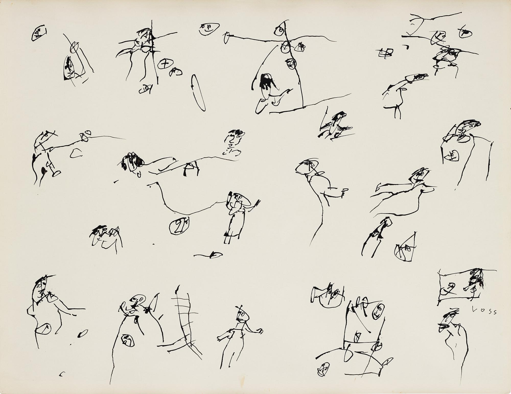 JAN VOSS, drawing, signed.