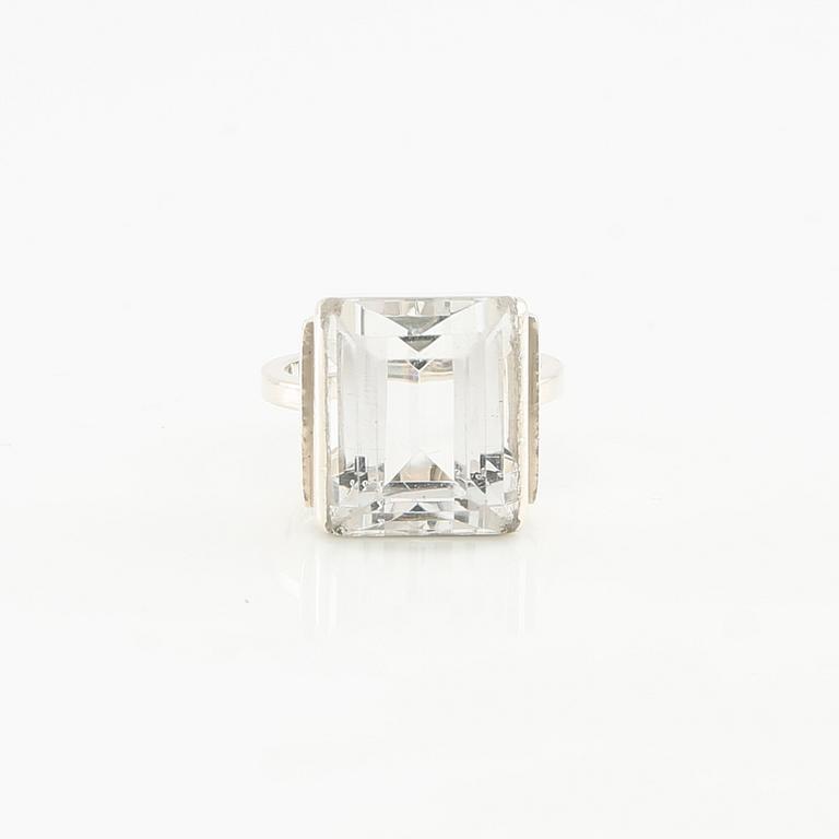 Wiwen Nilsson, ring in sterling silver with a step-cut rock crystal, Lund 1947.