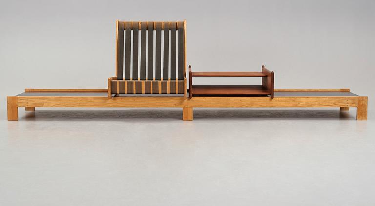 A Torsten Johansson bench with a chair and a table, A.J Iversen, Danmark 1953.