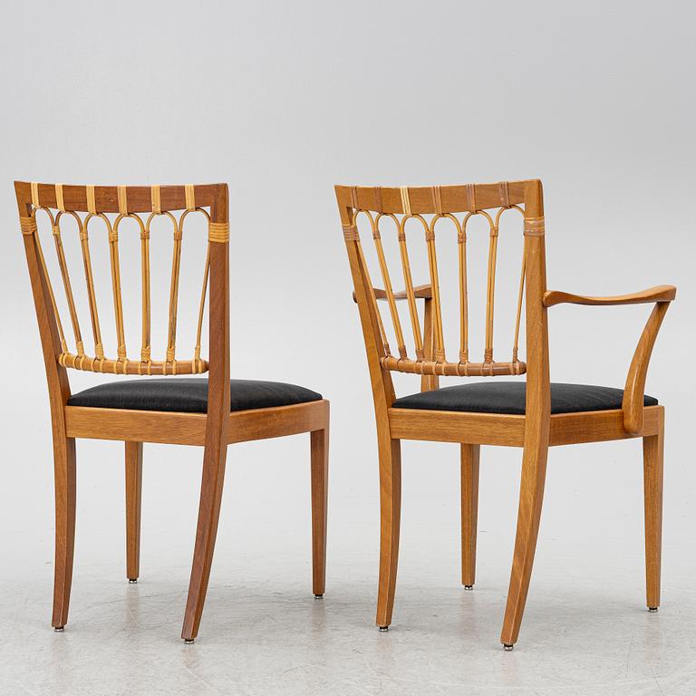 Josef Frank, a set of 8+2 dining chairs, model 1165, Svenskt Tenn, ca 1987.