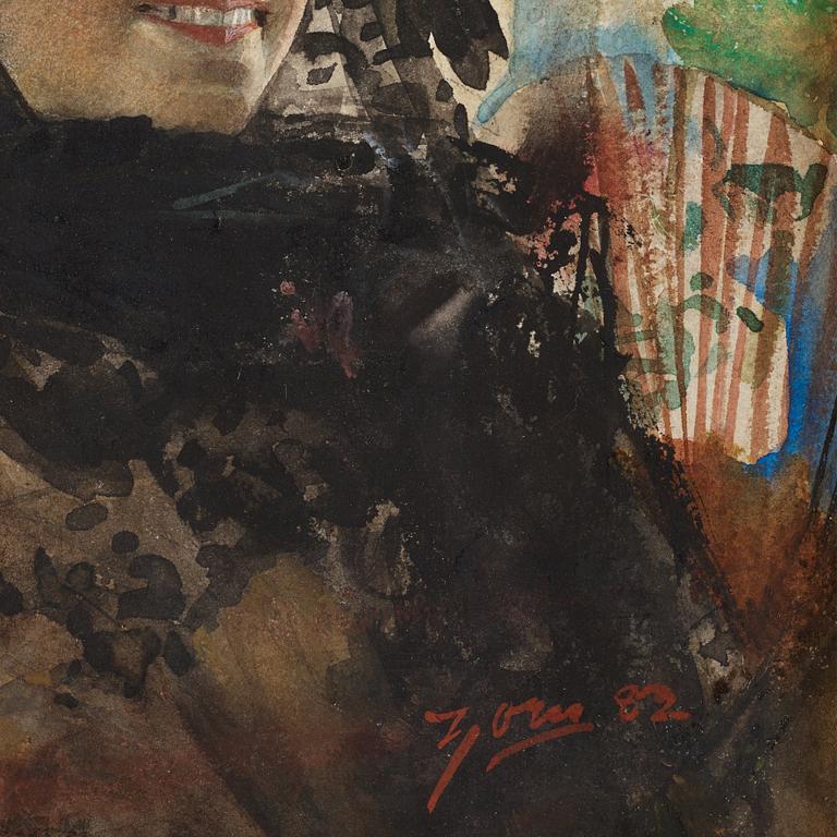 Anders Zorn, Spanish beauty in black mantilla.