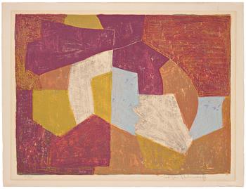 Serge Poliakoff, "Composition carmin, brune, jaune et grise".