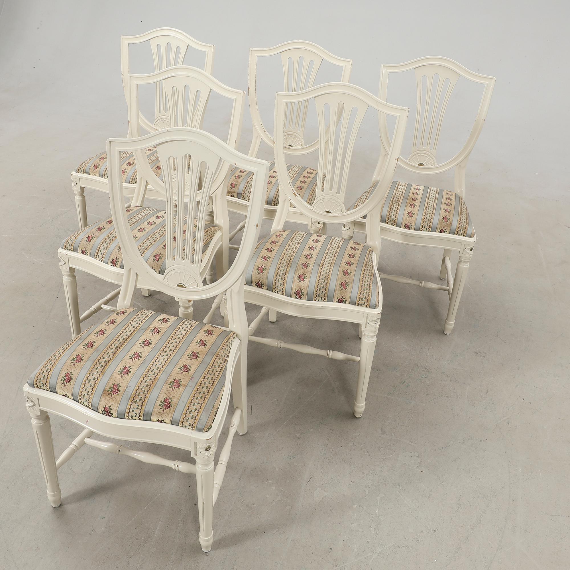 Dining set, 7 pieces, Gustavian style, mid-20th century.