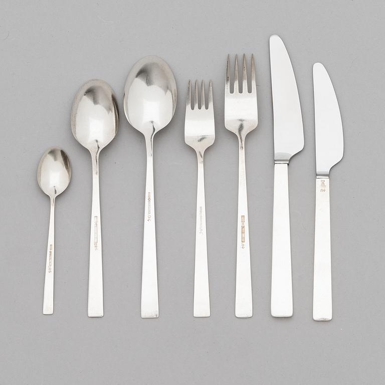 Bertel Gardberg, A 42-piece set of "Birgitta" silver cutlery, marked BG, Hopeatehdas oy, Helsinki 1956-65.