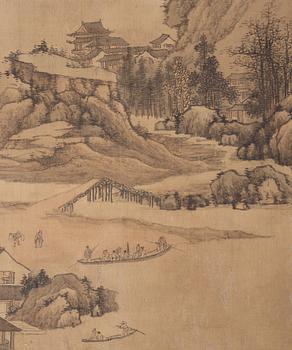 A Chinese scroll painting by anonymous artist, ink and colour on silk, Qing dynasty (1644-1912).