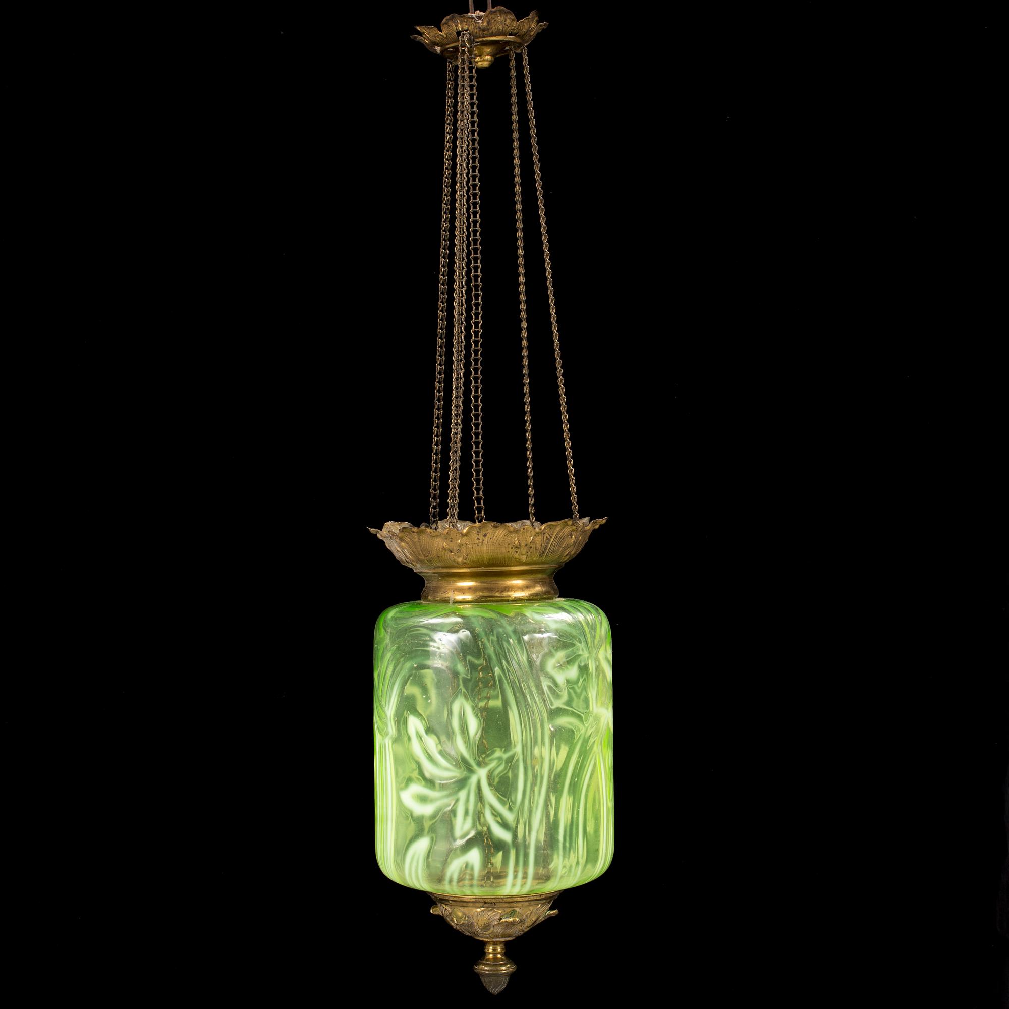 MÅNSKENSAMPEL, glas och mässing, sekelskiftet 1900. Höjd ca 35 cm.