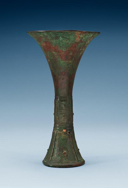 A archaistic bronze vase, with taotie pattern to base, presumably Ming dynasty.