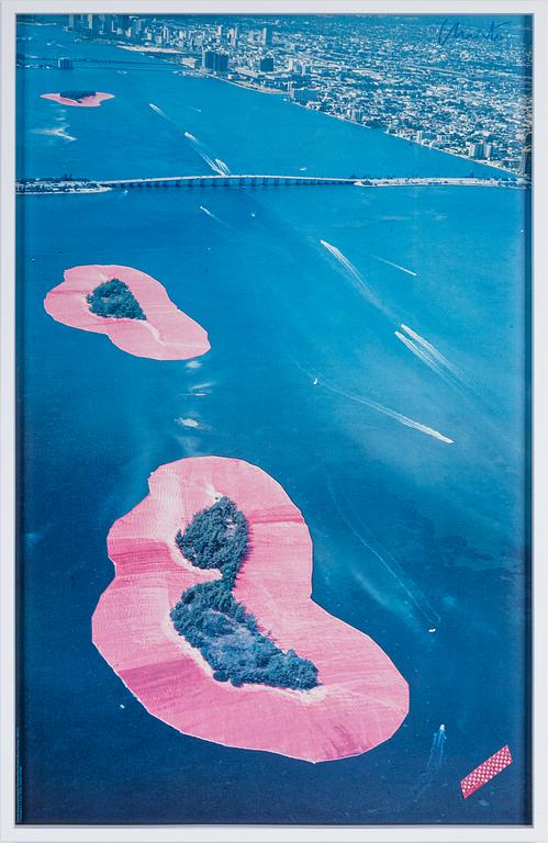 Christo & Jeanne-Claude, offset in colours with textile application, signed.
