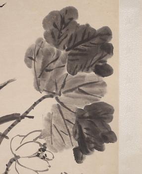 A painting by Pu Hua (1837-1911), watercolour and ink on paper, Lotus.