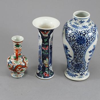 VASER, 3 st, porslin, Kina, 1800/1900-tal.