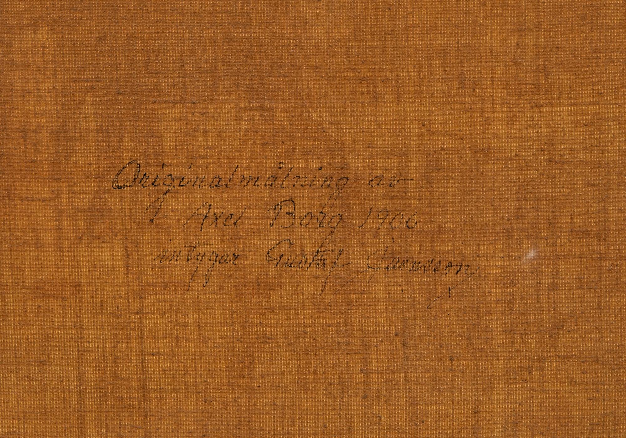 Axel Borg, Winter landscape with a moose family.