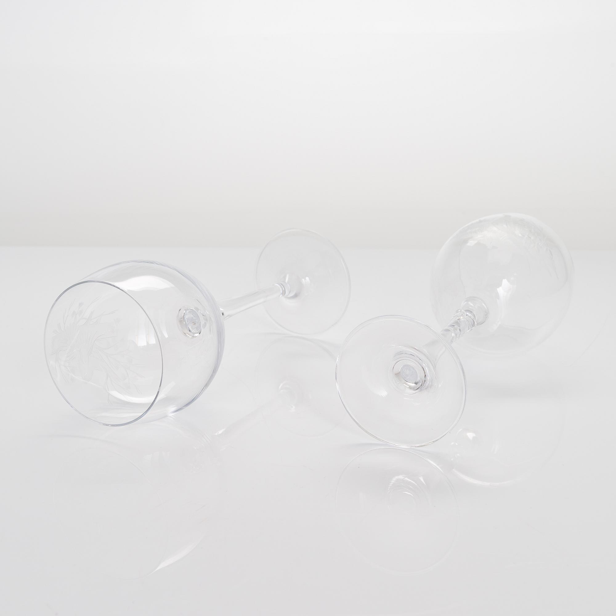 Drinking glasses, 21 pcs, with animal motifs, possibly Germany, late 20th century.