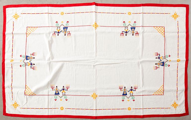 A collection of Christmas tablecloths, 13 pcs in larger sizes, 20th century.