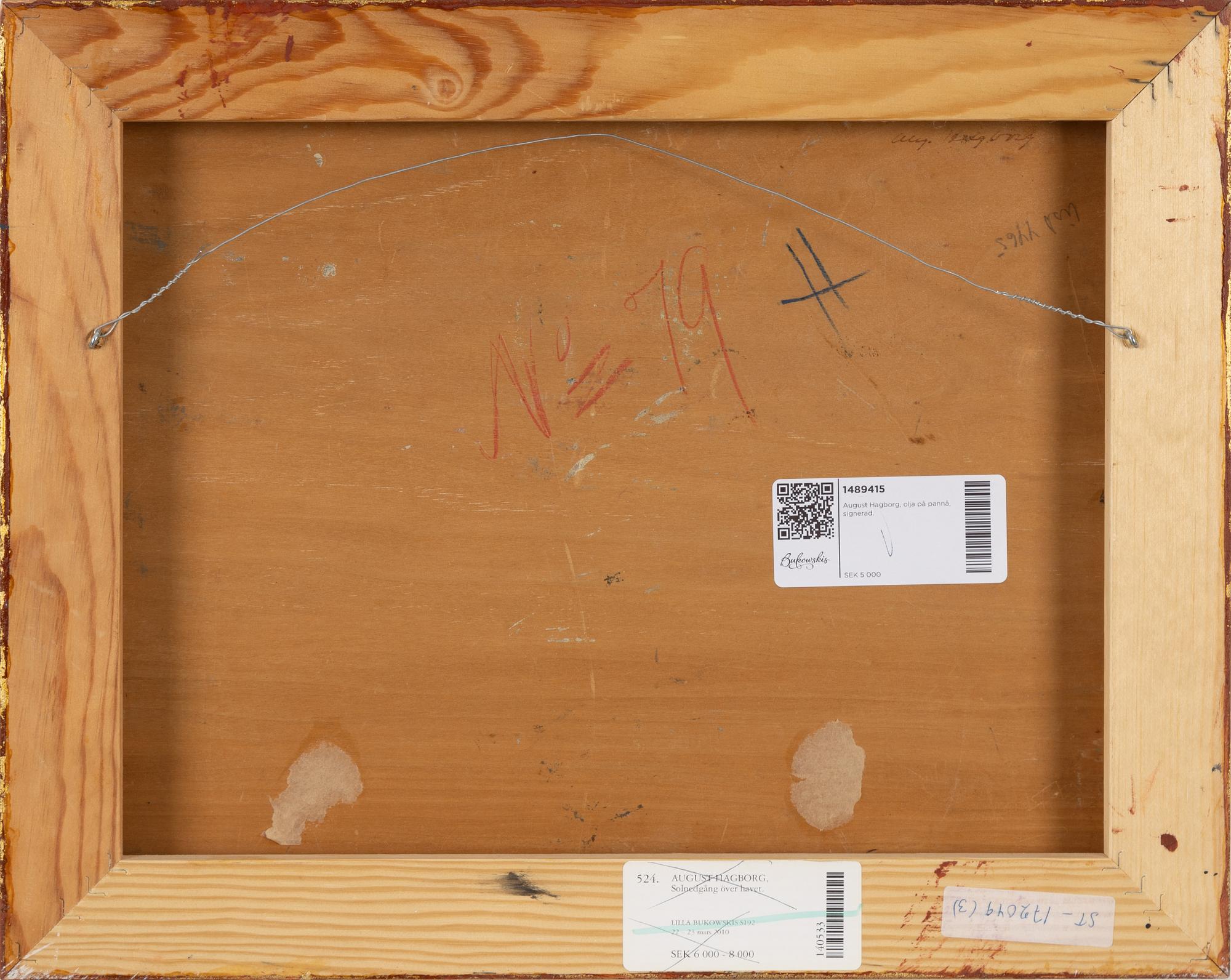 August Hagborg, olja på pannå, signerad.