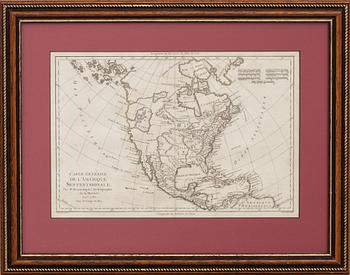 KARTOR, 2 stycken, "Carte générale de l'Amerique septentrionale" M Bonne 1781 samt "Helvetia qvae hodie..." Munster 1544.
