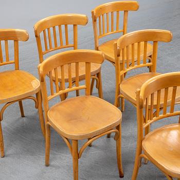 Six beech chairs, mid 20rh Century.