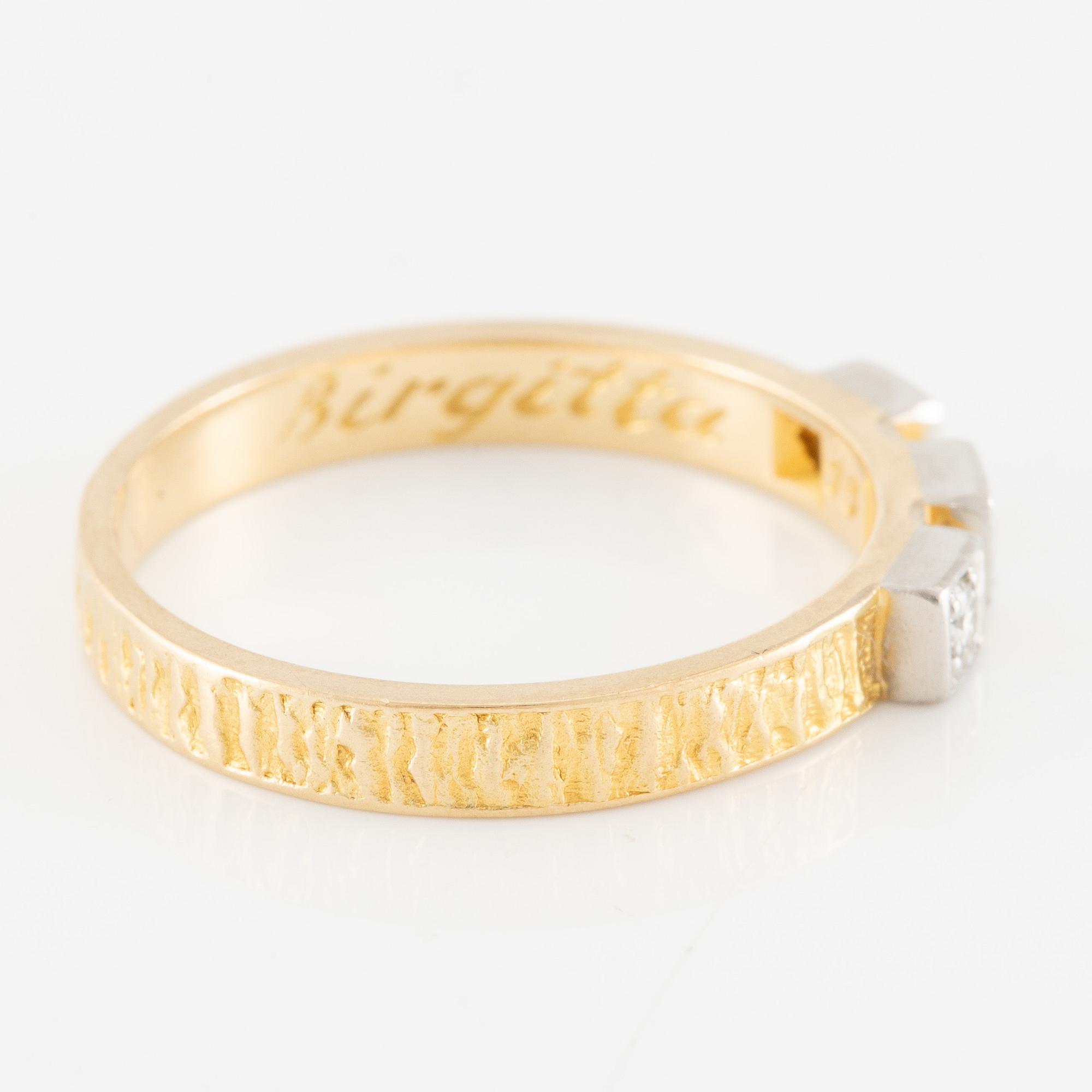 Björn Weckström ring, "Timanttikihla", 18K guld med briljantslipade diamanter, Lapponia 1973.