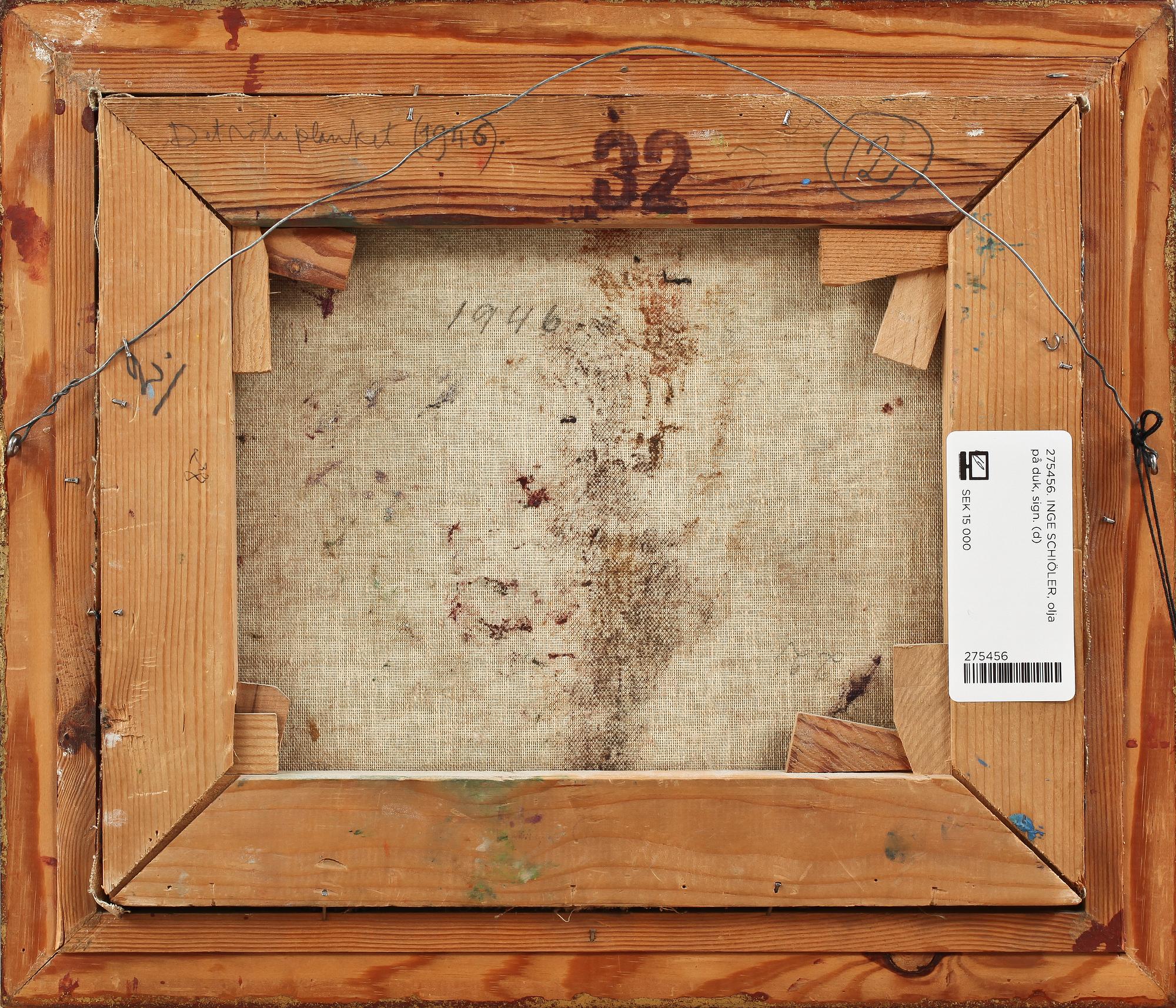 INGE SCHIÖLER, olja på duk, sign samt dat á tergo 1946.