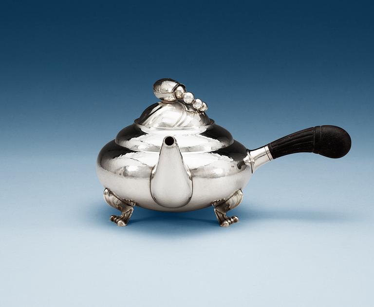 A Georg Jensen sterling 'Blossom' tea-pot, design nr 2D by Georg Jensen, Copenhagen 1996.