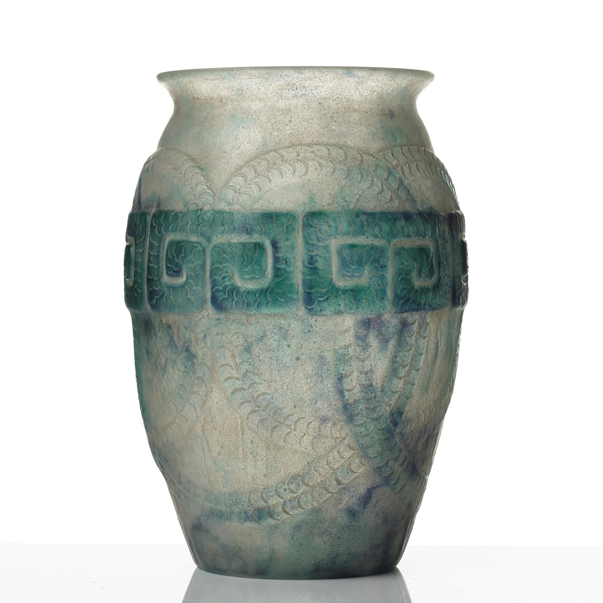 Gabriel Argy-Rousseau, a Frise Grecque pâte de verre glass vase, France 1920-30's.