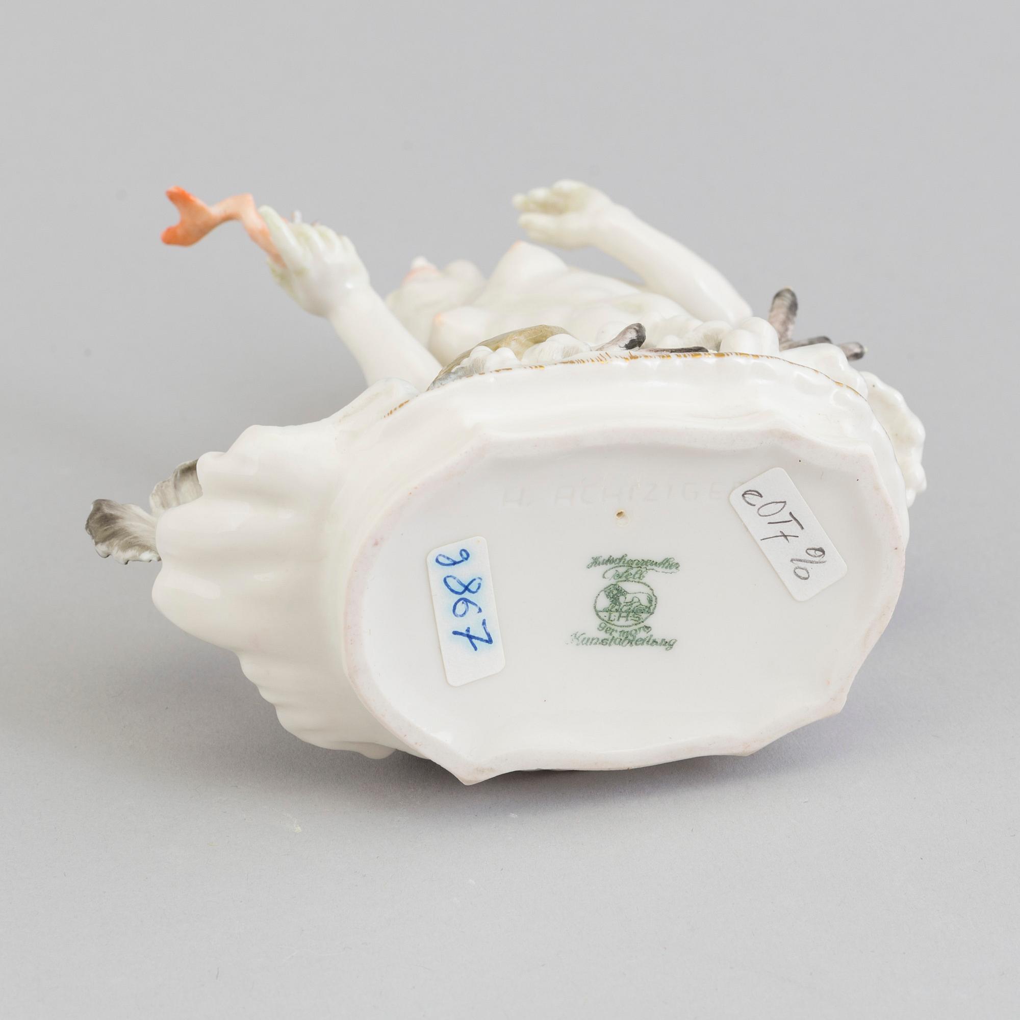 A Hutschenreuter figure of a mermaid with a fish prince, Germany, 1955-68.