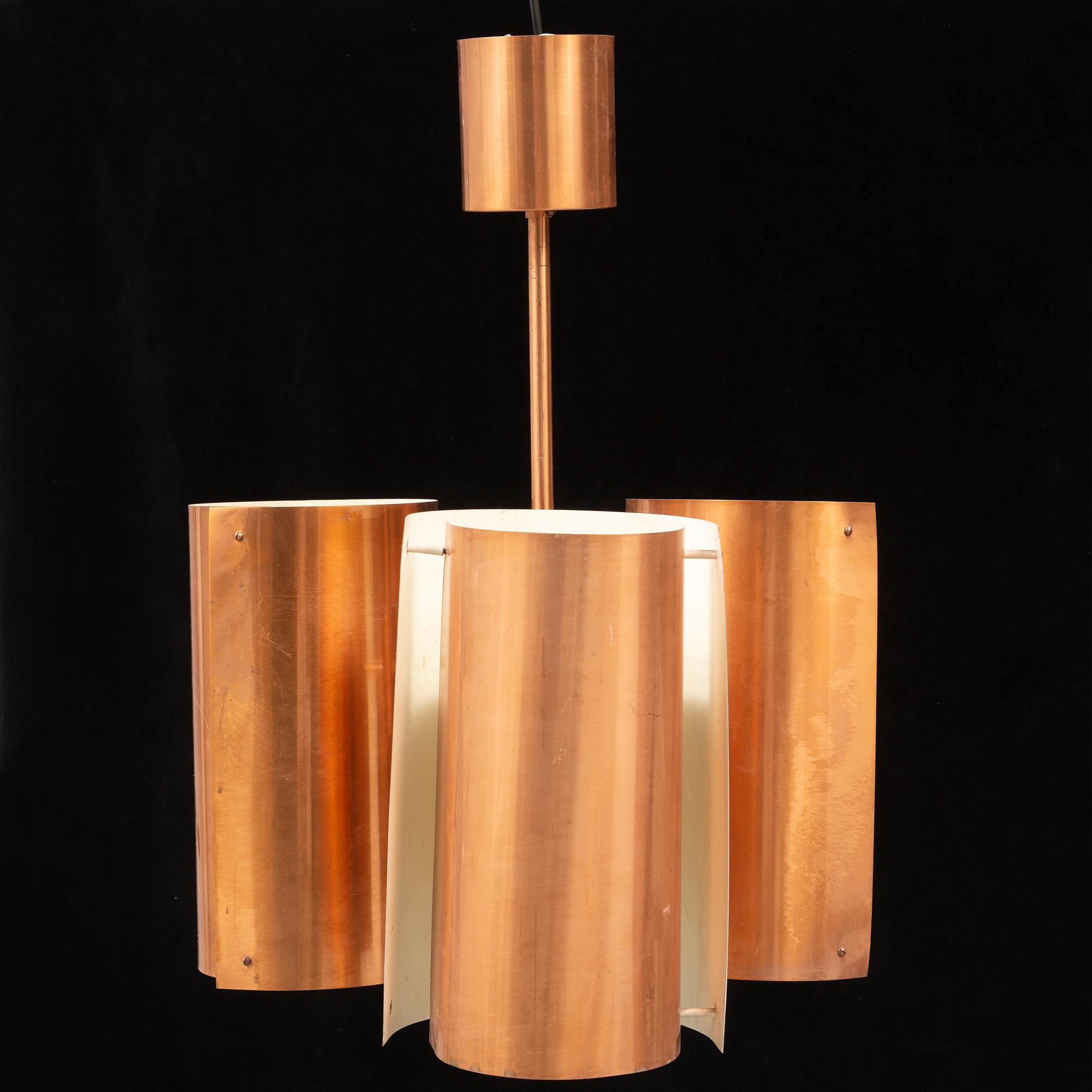 A copper ceiling light.