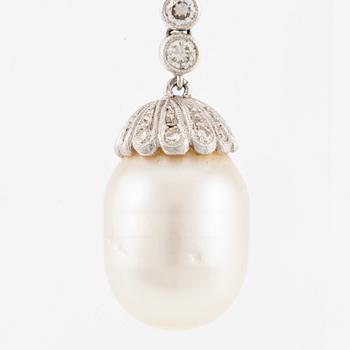 A pair of earrings in 18K white gold with cultured South Sea pearls and round brilliant-cut diamonds.