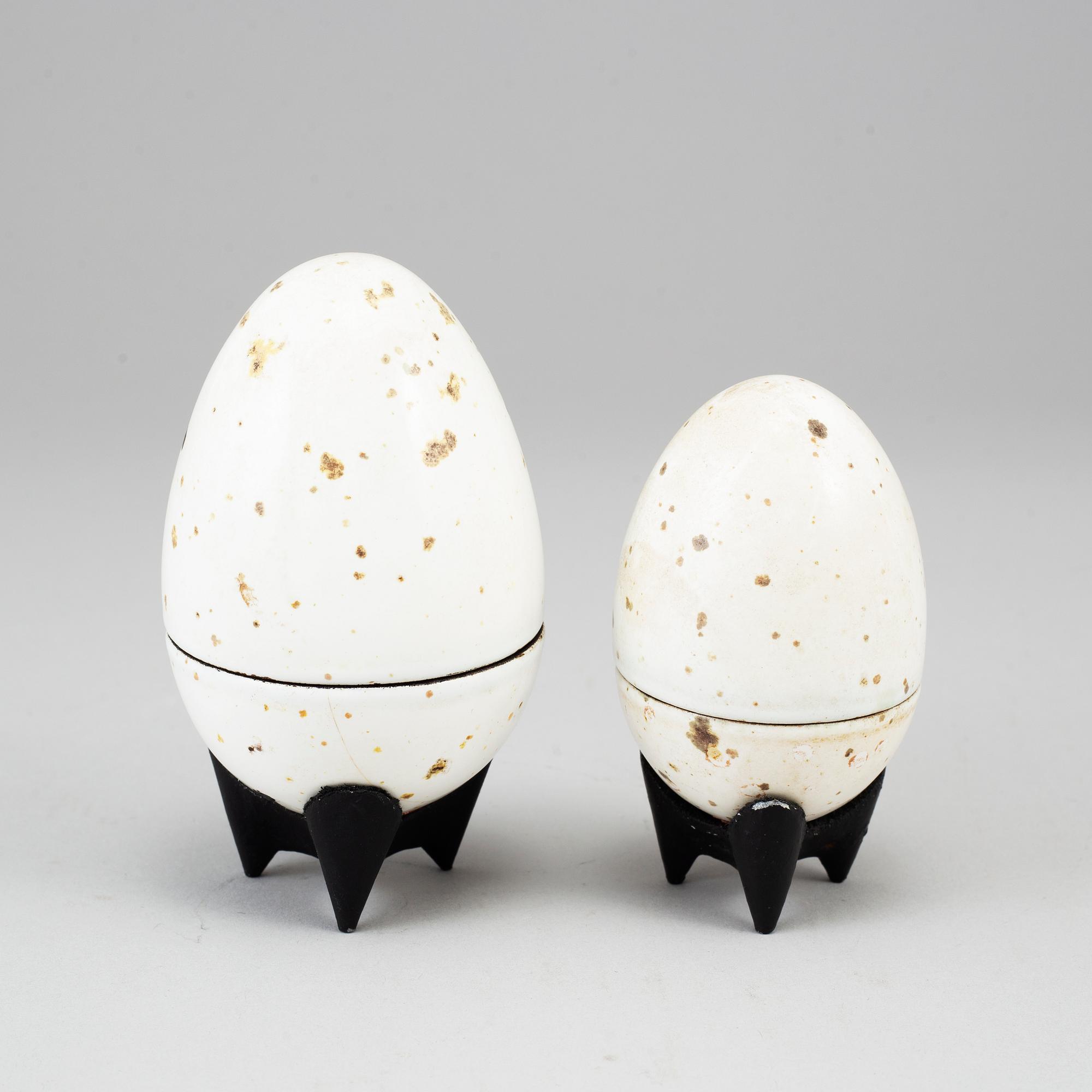 Hans Hedberg, HANS HEDBERG, two faience sculptures of eggs, Biot, France.