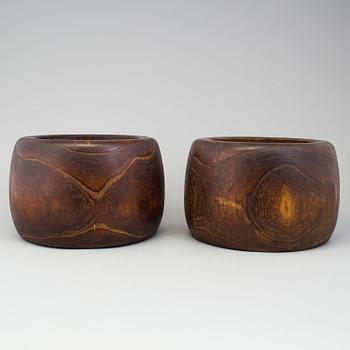 A pair of Japanese wooden flower pots, early 20th Century.