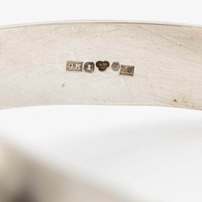 Bracelet silver with bluish stone possibly quartz, GK, Stockholm 1961.