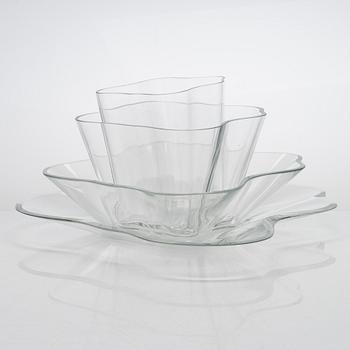 Alvar Aalto, glasskulptur, "Aalto-blomman", 3+1 delar, signerade Alvar Aalto.
