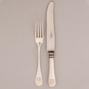 CUTLERY SET, 12 pcs, RNJ Lassen Germany, turn of the century 1900.