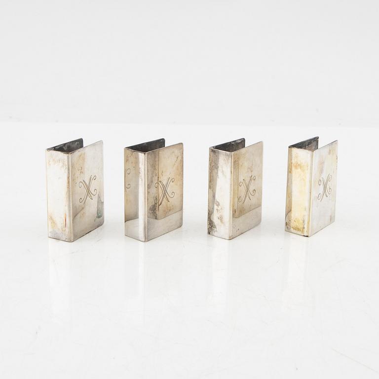 A set of 15 silver matchbox holders mark of H Grun Stockholm 1951, weight 234 grams.