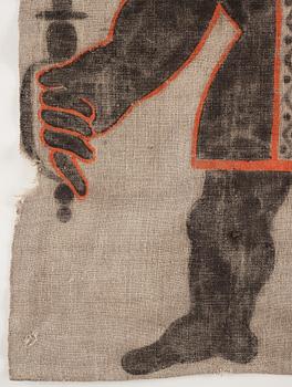 A Swedish painted wolf hunting banner, later part 18th century/early 19th century.