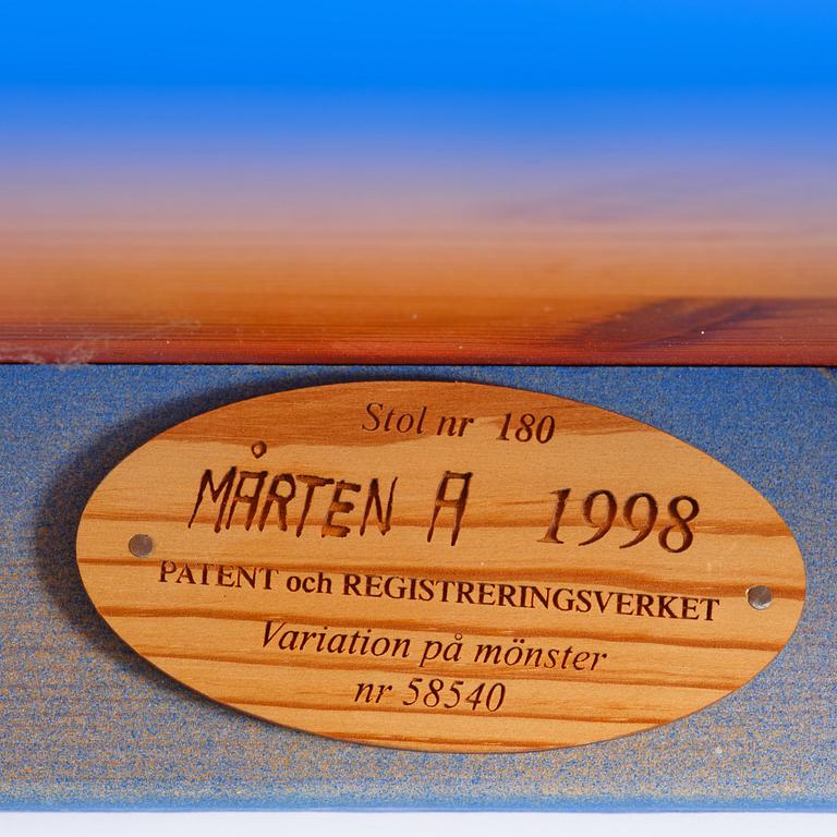 Mårten Andersson, a set of six chairs, "Från gryning till natt" (From Dawn to Night), 1998.