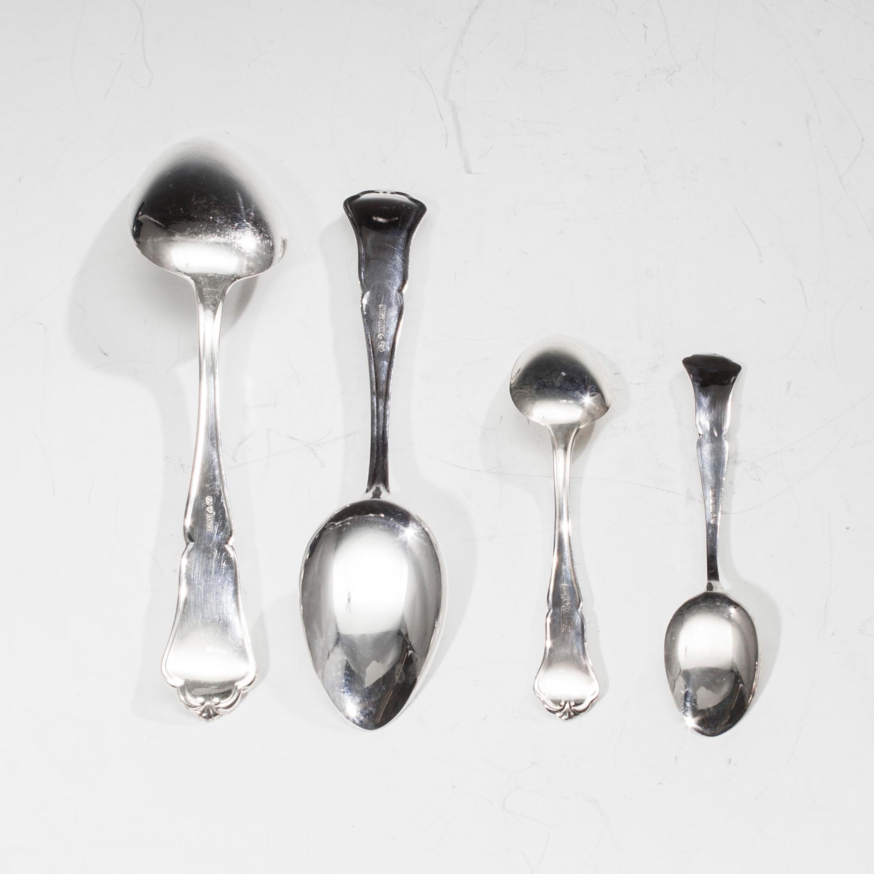 BESTICK, 28 st. silver, Chippendale, finska stämplar 1900-talets slut. Vikt tot. 1049 g.