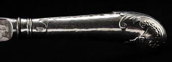 KNIV och GAFFEL, silver och stål, Jeremias Wallbom, Uddevalla, 1776-1807.