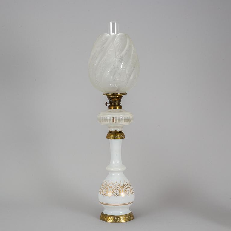 A paraffin lamp, marked CH. STOBWASSER Berlin.