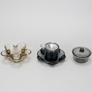WILHELM WAGENFELD,  Askfat samt burk med lock, ”Faktotum”, ”Corona”, Vereinigte Lausitzer Glaswerke.