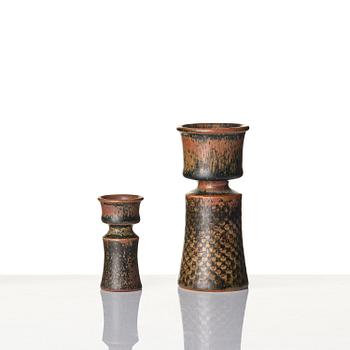 Stig Lindberg, two stoneware vases, Gustavsberg Studio 1965.