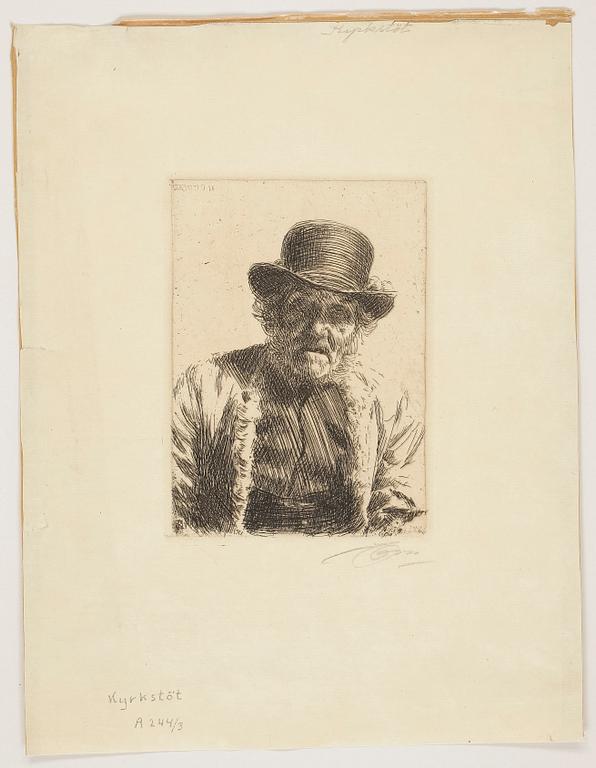 ANDERS ZORN, etsning, signerad med blyerts. Utförd 1911.