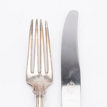 Gustaf Möllenborg, Cutlery, 6 + 6, silver, Stockholm 1836.