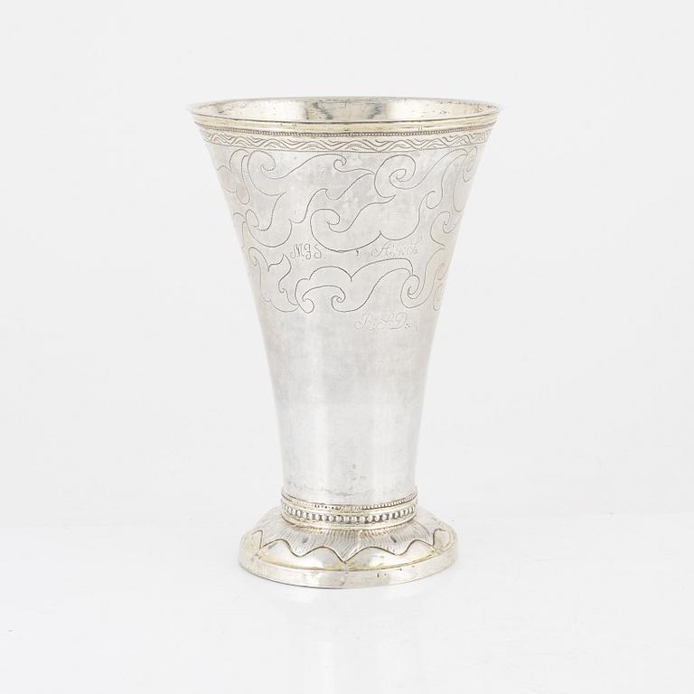 A Swedish Parcel-Gilt Silver Beaker, mark of Erik Lemon, Uppsala 1797.