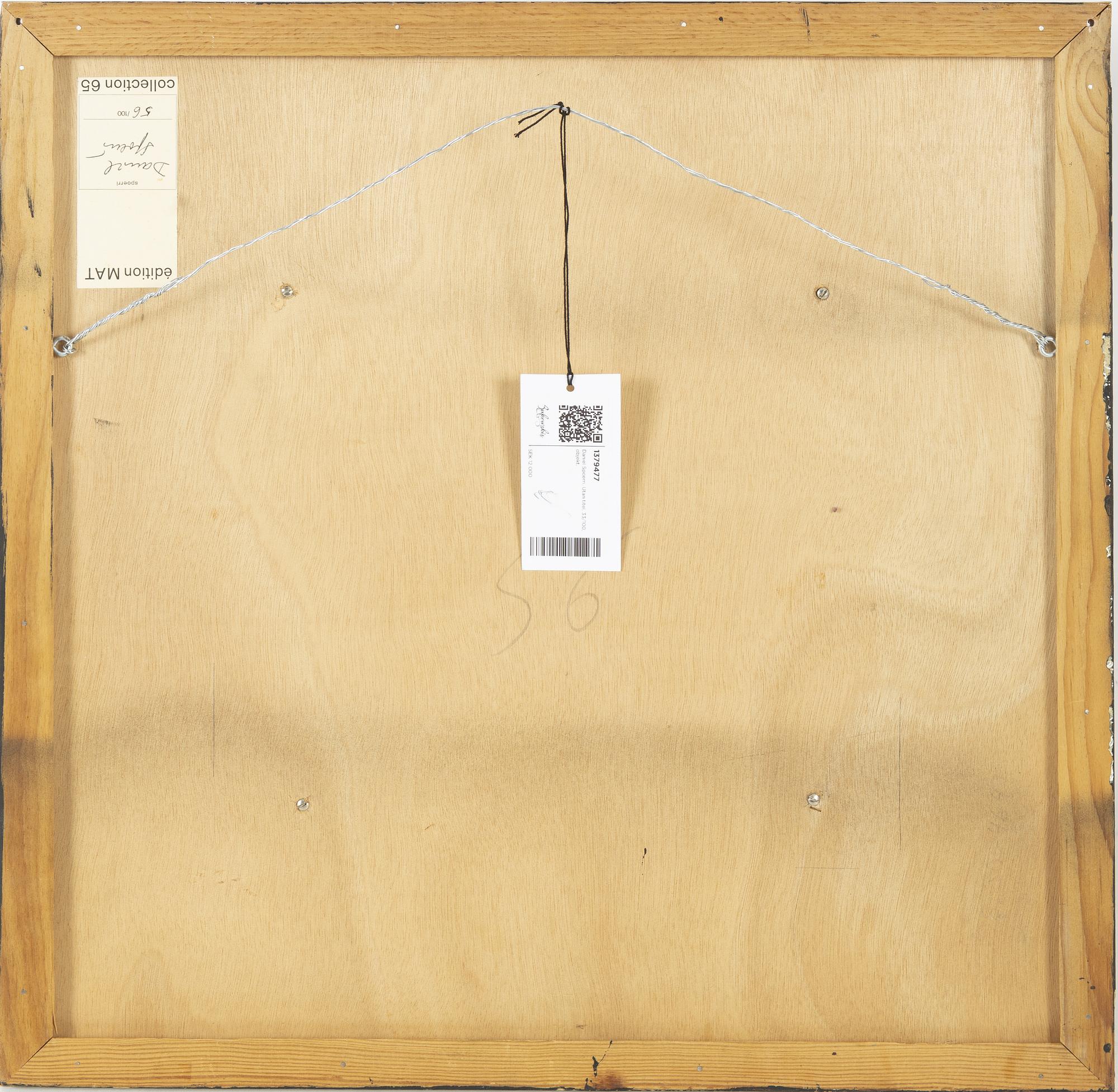 Daniel Spoerri, mixed media/assemblage, signed and numbered 56/100 on the backside label.