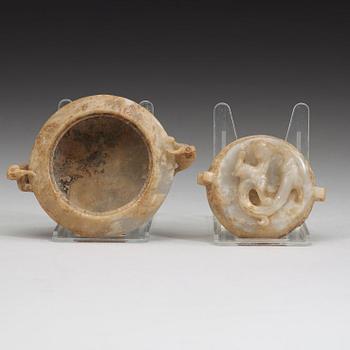 A Chinese nephrite jar with cover.