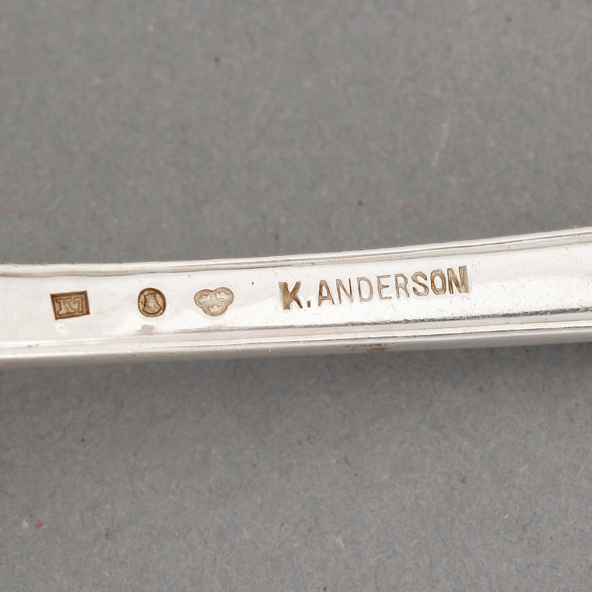 BESTICKSERVIS, 126 delar, silver, "Tulpan", K. Anderson, Stockholm 1910-30-tal. Tot ca 6150 gram.